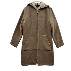 Woolrich Vintage Women’s Tan Wool Blend Zip Up Hooded Car Coat Sz S/M